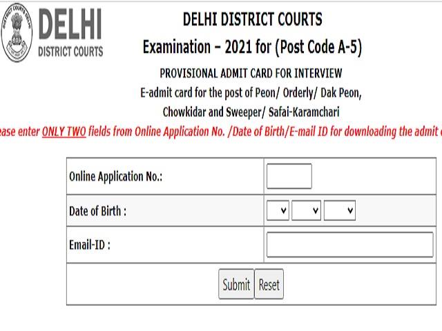 Delhi District Court Interview Admit Card 2021 Out for Various Posts @delhidistrictcourts.nic.in, Check Direct Link Here